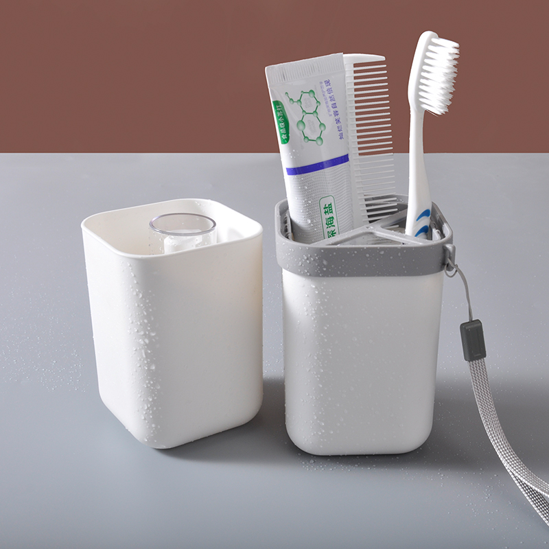 كوب غسول الفم متعدد الوظائف للسفر 2 كوب لتخزين مستلزمات تحمامية سفر سفر سفر فرشاة الأسنان المحمولة